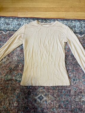 Everyday Long-Sleeve Crew Top - Light Beige